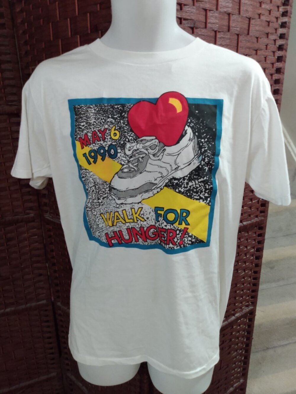 Vintage 1990 Walk For Hunger T Shirt Single Stitch 90s Adult Large
